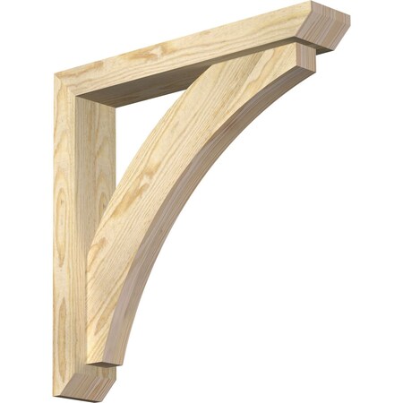 Ekena Millwork Thorton Slat Rough Sawn Bracket w/ Offset Brace, Douglas Fir, 4"W x 22"D x 22"H BKT0402X22X22THR06RDF